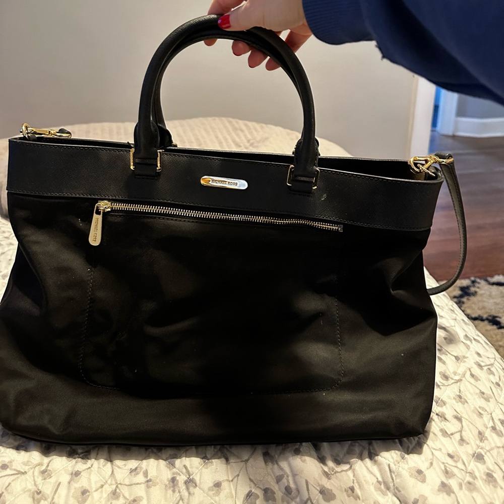 Michael Kors Black Canvas & Leather Purse